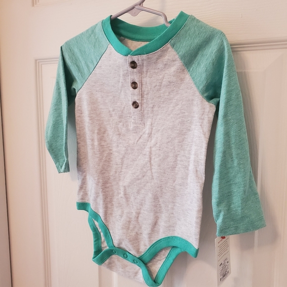 NWT cat & jack 18 months Teal and grey onesie - Picture 2 of 8
